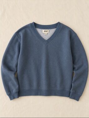 PACT Organic Cotton Gray V-Neck Sweatshirt Pullover Size Medium Comfy Boxy